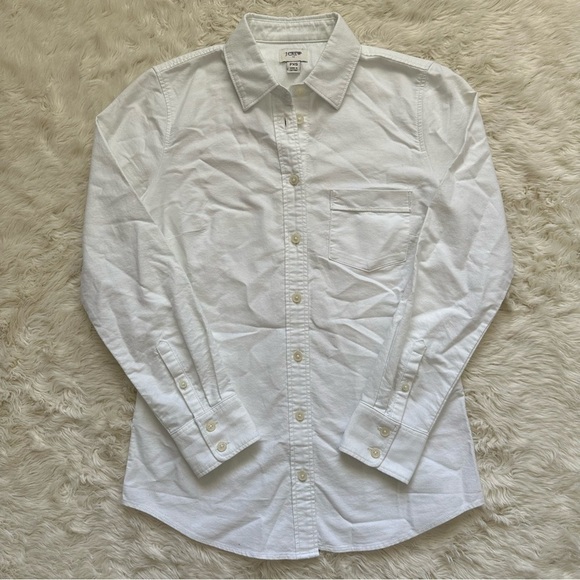 J. Crew Factory Top Petite Button-Up Oxford Shirt in Signature Fit White PXS NWT - Picture 3 of 11